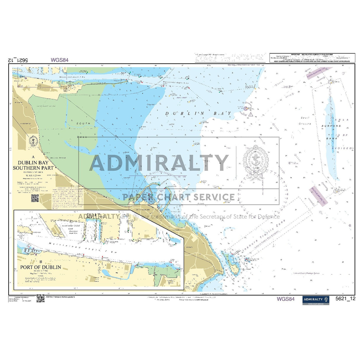 Nautical chart 5621_12 Dublin Bay - Southern Part with 2 panels