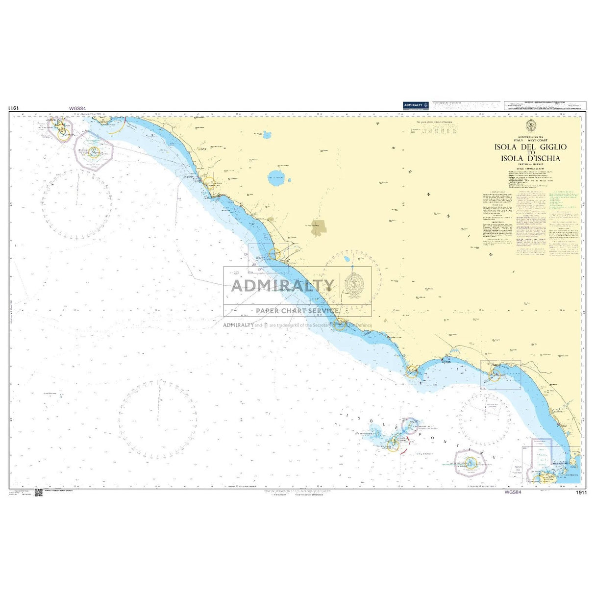 Thumbnail of Admiralty Chart 1911: Isola del Giglio to Isola d'Ischia