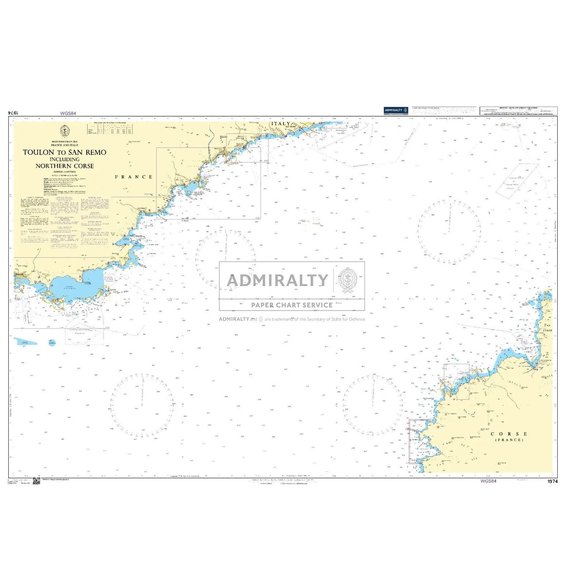 Thumbnail of Admiralty Chart 1974: Toulon to San Remo including Northern Corse