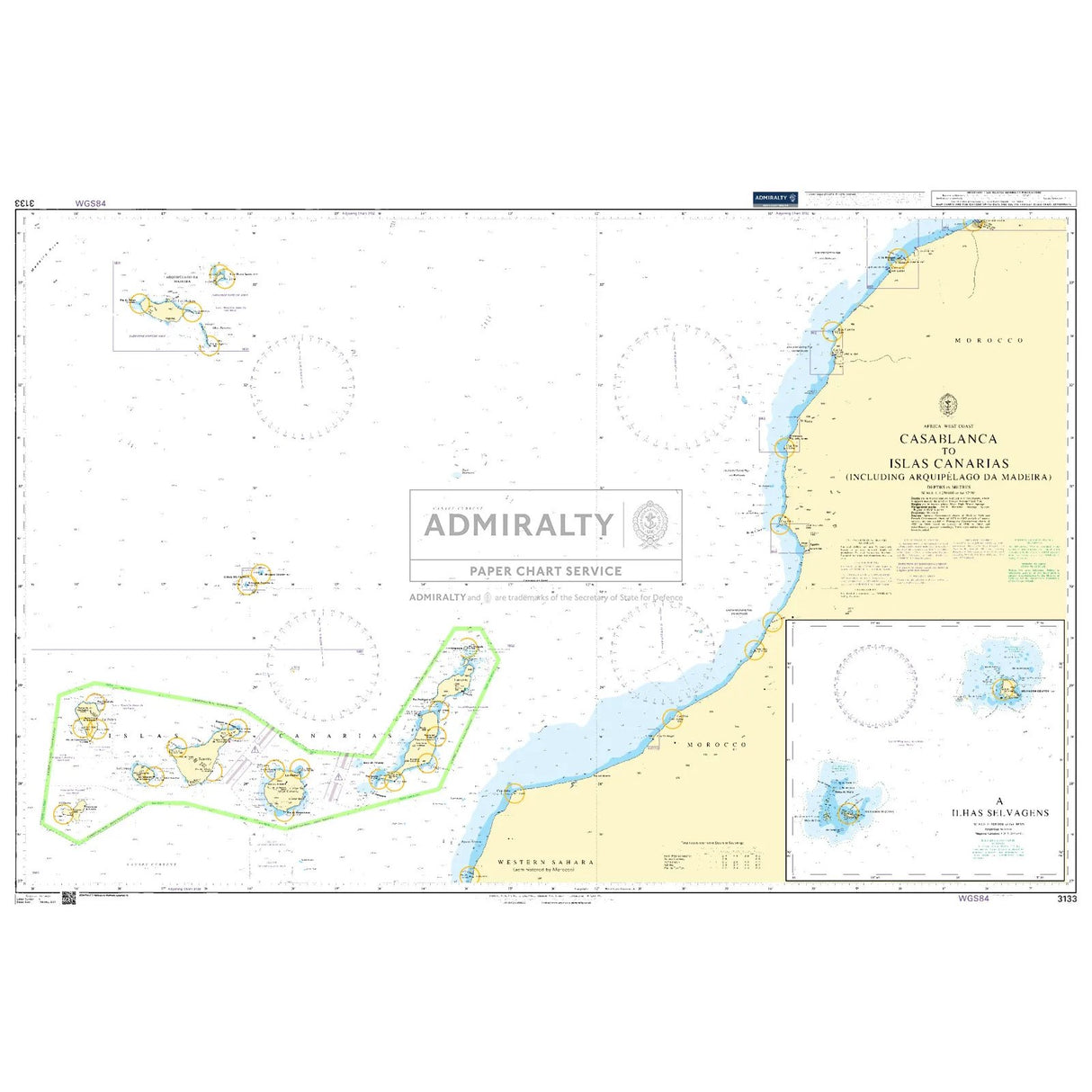 Thumbnail of Admiralty Chart 3133: Casablanca to Islas Canarias (Including Arquipelago da Madeira)