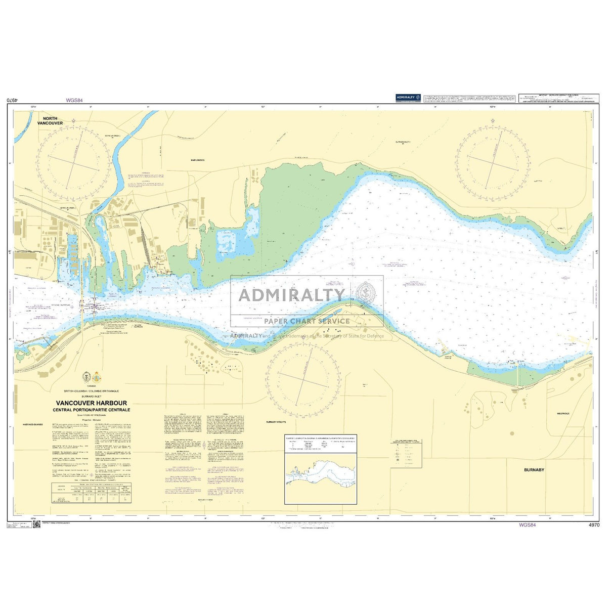 Thumbnail of Admiralty Chart 4970: Vancouver Harbour Central Portion/Partie Centrale