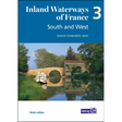 Cover of Imray's "Inland Waterways of France Volume 3: South and West" by David Edwards-May, depicting a peaceful canal scene with a stone bridge, lush trees, and docked boat.