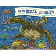 An illustrated sea turtle swims among vibrant ocean life and swirling blue patterns, with the book title "On An Ocean Journey" by Little Bigfoot featured above.