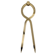 The Chartwright 8" Single-Handed Brass Dividers stand upright on a plain, light gray background. The precision instrument, adorned in golden brass, features long pointed legs and an elegantly rounded top where the legs pivot. The sleek design of these Chartwright dividers gives them a polished and sophisticated appearance.