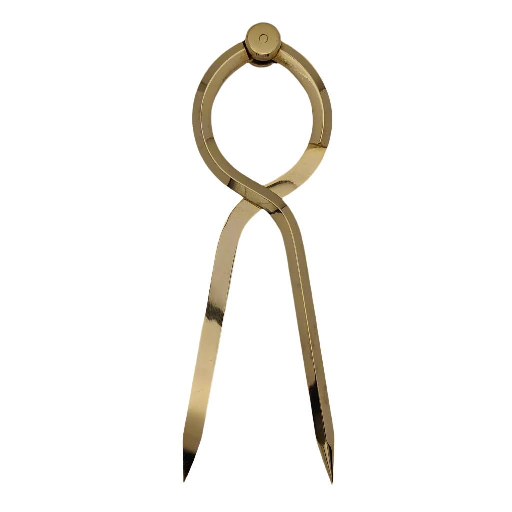 The Chartwright 7" Single-Handed Brass Dividers, crafted meticulously by Chartwright, are presented against a neutral background. They stand upright with their legs slightly apart, showcasing the elegance and precision of this indispensable instrument often employed in drafting and chart work for measuring distances.
