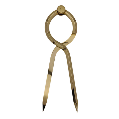 The Chartwright 7" Single-Handed Brass Dividers, crafted meticulously by Chartwright, are presented against a neutral background. They stand upright with their legs slightly apart, showcasing the elegance and precision of this indispensable instrument often employed in drafting and chart work for measuring distances.