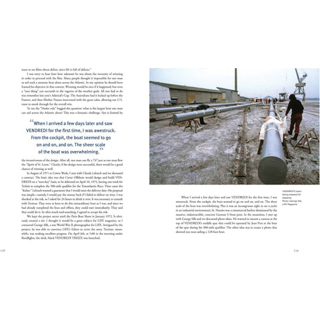 An outdoor scene with large cylindrical objects on snowy ground evokes innovation similar to Dick Carter: Yacht Designer by Fernhurst Books. Two people in winter attire work nearby, embodying designer precision. Industrial buildings and equipment are visible in the background, with text on the left.