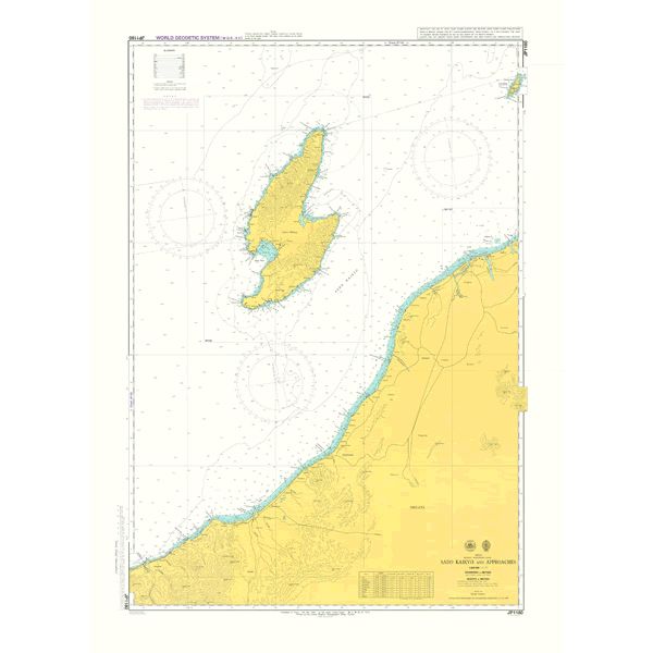 Admiralty Chart JP1180: Sado Kaikyo and Approaches by Admiralty displays coastline, an island, depth markings, navigational symbols, and grid lines for safe navigation along commercial shipping routes.