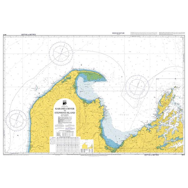 Admiralty Chart NZ61: Karamea River to Stephens Island (Takapourewa) by Admiralty displays depths, markers, compass roses, and a central title box to Admiralty Standard Nautical Chart specifications.