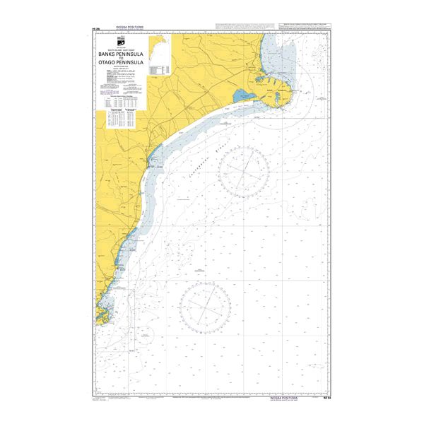 Admiralty Chart NZ64: Banks Peninsula to Otago Peninsula offers detailed coastal outlines, navigation routes, depth markings, and maritime data for New Zealand’s southeast coast.