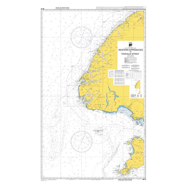 Admiralty Chart NZ76: Western Approaches to Foveaux Strait by Admiralty features standard symbols, coastal outlines, water depths, navigation lines, and maritime details for southern New Zealand waters.