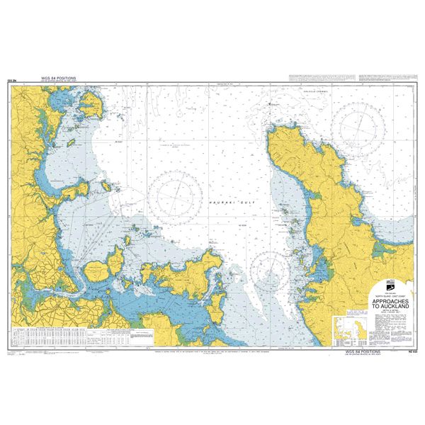 Admiralty Chart NZ532: Approaches to Auckland by Admiralty displays detailed coastal outlines, water depths, routes, and maritime markers around Auckland.