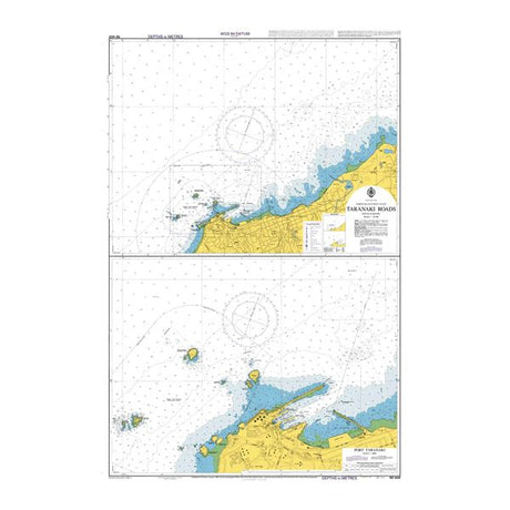 Admiralty Chart NZ4432: Taranaki Roads by Admiralty displays the coastline, water depths, and navigation details for Taranaki Roads, NZ. A Standard Nautical Chart to support safe navigation with clear maritime markings for shipping routes.