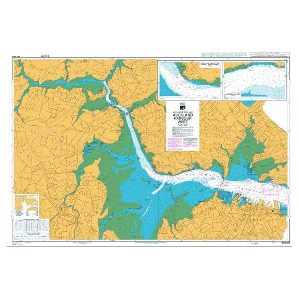 Admiralty Chart NZ5323: Auckland Harbour West by Admiralty offers detailed coverage of water depths, navigational aids, and land areas, with insets on Pilotage and Small Craft Route for safe navigation.