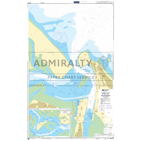 Admiralty Chart NZ5412: Port of Tauranga by Admiralty displays waterways, depth contours, navigation aids, shipping routes, port facilities, and land areas for safe navigation with detailed maritime information.