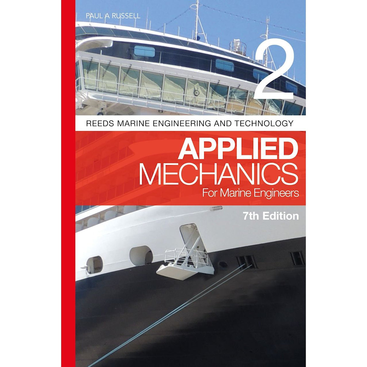 The cover of "Reeds Vol 2: Applied Mechanics for Marine Engineers" features a ship's deck close-up highlighting marine systems, with a striking red and white design, part of the "Reeds Marine Engineering and Technology" series.