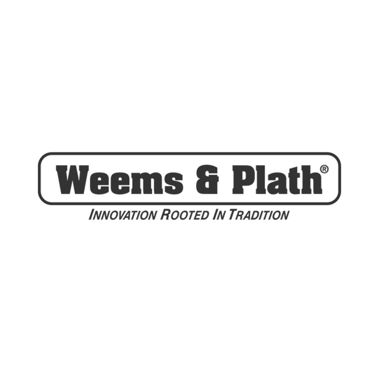 Weems & Plath logo in black and white, featuring the tagline "Innovation Rooted in Tradition" below the brand name.