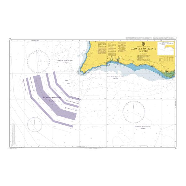 Product image of Admiralty Chart 89 | Cabo de Sao Vicente to Faro, featuring navigational markings, depth soundings, and coastal features, essential for safe marine navigation. It could be displayed as an art piece or used for navigation on a boat or ship.