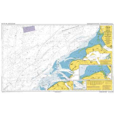 Product image of Admiralty Chart 110 | Westkapelle to Stellendam and Maasvlakte, featuring navigational markings, depth soundings, and coastal features, essential for safe marine navigation. It could be displayed as an art piece or used for navigation on a boat or ship.