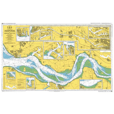 Product image of Admiralty Chart 120 | Westerschelde Vlissingen-Oost to Nauw van Bath, featuring navigational markings, depth soundings, and coastal features, essential for safe marine navigation. It could be displayed as an art piece or used for navigation on a boat or ship.