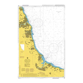 Product image of Admiralty Chart 152 | River Tyne to River Tees, featuring navigational markings, depth soundings, and coastal features, essential for safe marine navigation. It could be displayed as an art piece or used for navigation on a boat or ship.