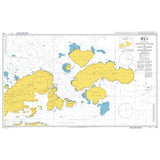 Product image of Admiralty Chart 225 | Joinville Island to Cape Ducorps and Church Point, featuring navigational markings, depth soundings, and coastal features, essential for safe marine navigation. It could be displayed as an art piece or used for navigation on a boat or ship.
