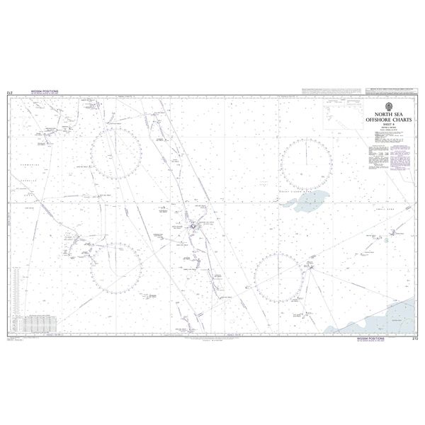 Product image of Admiralty Chart 272 | North Sea Offshore Charts Sheet 8, featuring navigational markings, depth soundings, and coastal features, essential for safe marine navigation. It could be displayed as an art piece or used for navigation on a boat or ship.