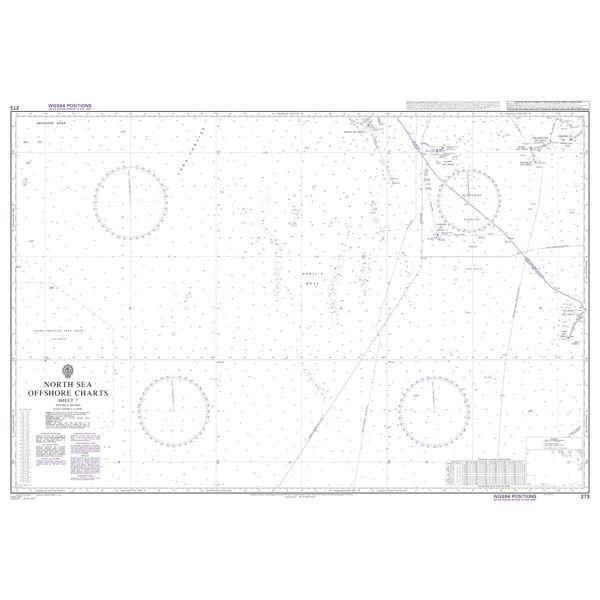 Product image of Admiralty Chart 273 | North Sea Offshore Charts Sheet 7, featuring navigational markings, depth soundings, and coastal features, essential for safe marine navigation. It could be displayed as an art piece or used for navigation on a boat or ship.