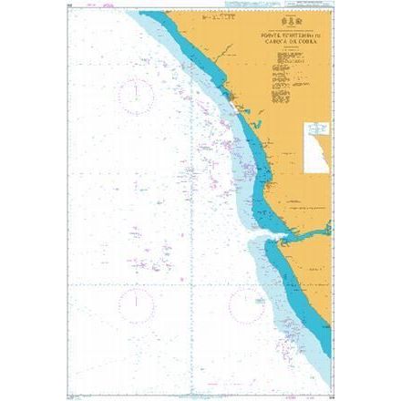 Product image of Admiralty Chart 306 | Pointe Tchitembo to Cabeca da Cobra, featuring navigational markings, depth soundings, and coastal features, essential for safe marine navigation. It could be displayed as an art piece or used for navigation on a boat or ship.