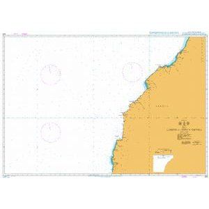 Product image of Admiralty Chart 309 | Lobito to Ponta Grossa, featuring navigational markings, depth soundings, and coastal features, essential for safe marine navigation. It could be displayed as an art piece or used for navigation on a boat or ship.