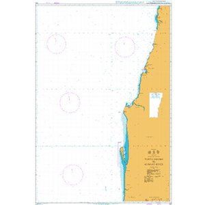 Product image of Admiralty Chart 310 | Ponta Grossa to Kunene River, featuring navigational markings, depth soundings, and coastal features, essential for safe marine navigation. It could be displayed as an art piece or used for navigation on a boat or ship.