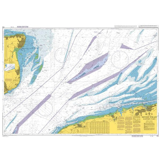 Product image of Admiralty Chart 323 | Dover Strait Eastern Part, featuring navigational markings, depth soundings, and coastal features, essential for safe marine navigation. It could be displayed as an art piece or used for navigation on a boat or ship.