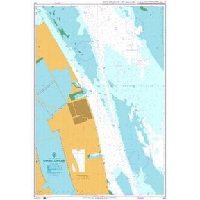 Product image of Admiralty Chart 349 | Nansha Gangqu, featuring navigational markings, depth soundings, and coastal features, essential for safe marine navigation. It could be displayed as an art piece or used for navigation on a boat or ship.