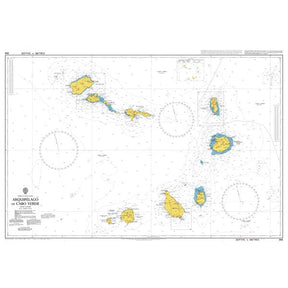 Product image of Admiralty Chart 366 | Arquipelago De Cabo Verde, featuring navigational markings, depth soundings, and coastal features, essential for safe marine navigation. It could be displayed as an art piece or used for navigation on a boat or ship.