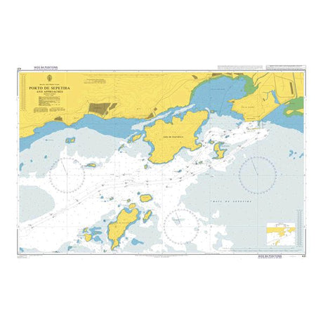 Product image of Admiralty Chart 431 | Porto de Sepetiba and Approaches, featuring navigational markings, depth soundings, and coastal features, essential for safe marine navigation. It could be displayed as an art piece or used for navigation on a boat or ship.