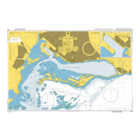 Product image of Admiralty Chart 454 | Kingston Harbour, featuring navigational markings, depth soundings, and coastal features, essential for safe marine navigation. It could be displayed as an art piece or used for navigation on a boat or ship.