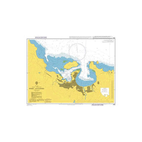 Product image of Admiralty Chart 458 | Port Antonio, featuring navigational markings, depth soundings, and coastal features, essential for safe marine navigation. It could be displayed as an art piece or used for navigation on a boat or ship.