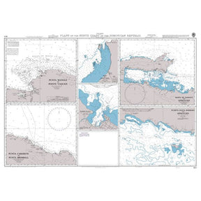 Product image of Admiralty Chart 463 | Plans on the North Coast of the Dominican Republic, featuring navigational markings, depth soundings, and coastal features, essential for safe marine navigation. It could be displayed as an art piece or used for navigation on a boat or ship.