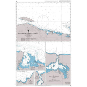 Product image of Admiralty Chart 465 | Fort Liberte to Ile de la Tortue, featuring navigational markings, depth soundings, and coastal features, essential for safe marine navigation. It could be displayed as an art piece or used for navigation on a boat or ship.