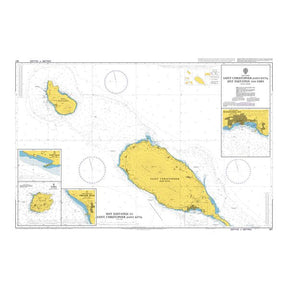 Product image of Admiralty Chart 487 | Saint Christopher (Saint Kitts), Sint Eustatius and Saba, featuring navigational markings, depth soundings, and coastal features, essential for safe marine navigation. It could be displayed as an art piece or used for navigation on a boat or ship.