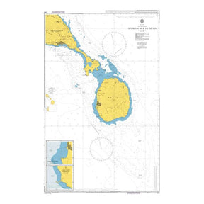 Product image of Admiralty Chart 489 | Approaches to Nevis, featuring navigational markings, depth soundings, and coastal features, essential for safe marine navigation. It could be displayed as an art piece or used for navigation on a boat or ship.