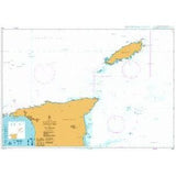 Product image of Admiralty Chart 500 | North East Approaches to Trinidad, featuring navigational markings, depth soundings, and coastal features, essential for safe marine navigation. It could be displayed as an art piece or used for navigation on a boat or ship.