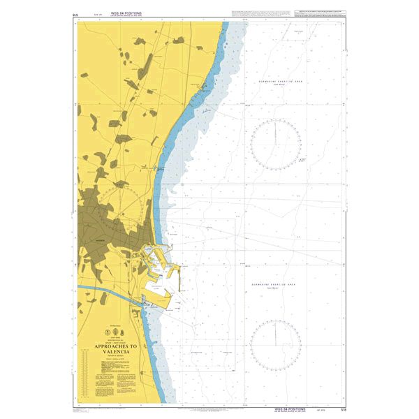 Product image of Admiralty Chart 518 | Approaches to Valencia, featuring navigational markings, depth soundings, and coastal features, essential for safe marine navigation. It could be displayed as an art piece or used for navigation on a boat or ship.