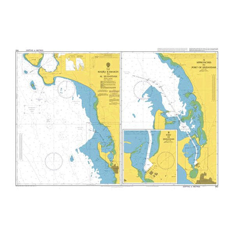 Product image of Admiralty Chart 542 | Madiq Kamaran to Al Hudaydah, featuring navigational markings, depth soundings, and coastal features, essential for safe marine navigation. It could be displayed as an art piece or used for navigation on a boat or ship.