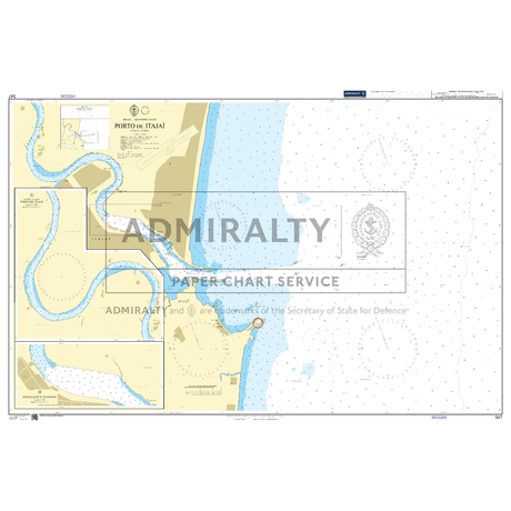 Product image of Admiralty Chart 547 | Porto de Itajai, featuring navigational markings, depth soundings, and coastal features, essential for safe marine navigation. It could be displayed as an art piece or used for navigation on a boat or ship.