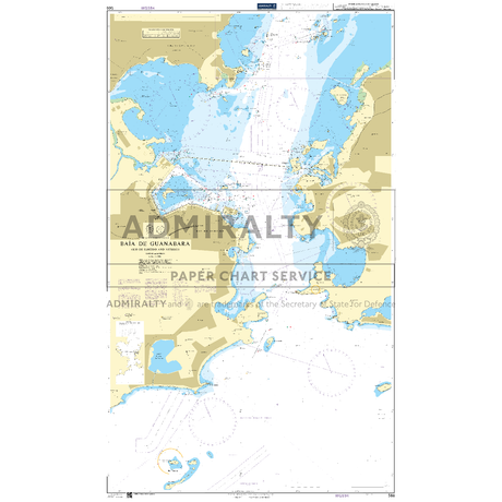 Product image of Admiralty Chart 566 | Baia de Guanabara (Rio de Janeiro and Niteroi), featuring navigational markings, depth soundings, and coastal features, essential for safe marine navigation. It could be displayed as an art piece or used for navigation on a boat or ship.