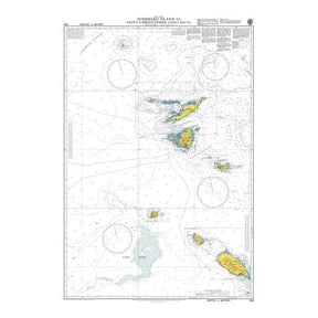 Product image of Admiralty Chart 583 | Sombrero Island to Saint Christopher (Saint Kitts), featuring navigational markings, depth soundings, and coastal features, essential for safe marine navigation. It could be displayed as an art piece or used for navigation on a boat or ship.