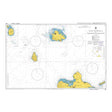 Product image of Admiralty Chart 585 | Nevis and Antigua to Northern Guadeloupe, featuring navigational markings, depth soundings, and coastal features, essential for safe marine navigation. It could be displayed as an art piece or used for navigation on a boat or ship.