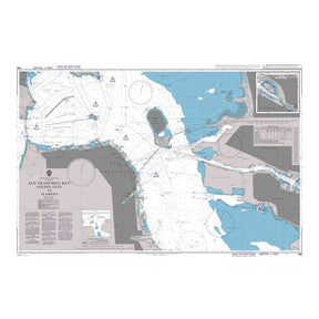 Product image of Admiralty Chart 588 | San Francisco Bay Golden Gate to Alameda, featuring navigational markings, depth soundings, and coastal features, essential for safe marine navigation. It could be displayed as an art piece or used for navigation on a boat or ship.