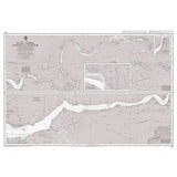 Product image of Admiralty Chart 609 | River Gambia Albreda to Kuntaur, featuring navigational markings, depth soundings, and coastal features, essential for safe marine navigation. It could be displayed as an art piece or used for navigation on a boat or ship.